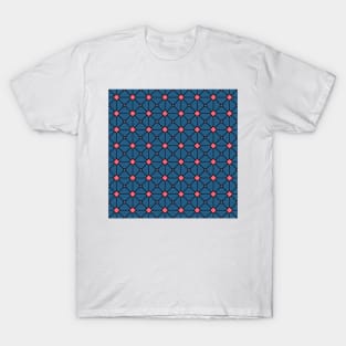 Geometric Triangles Colorful Print Pattern Blue Pink T-Shirt